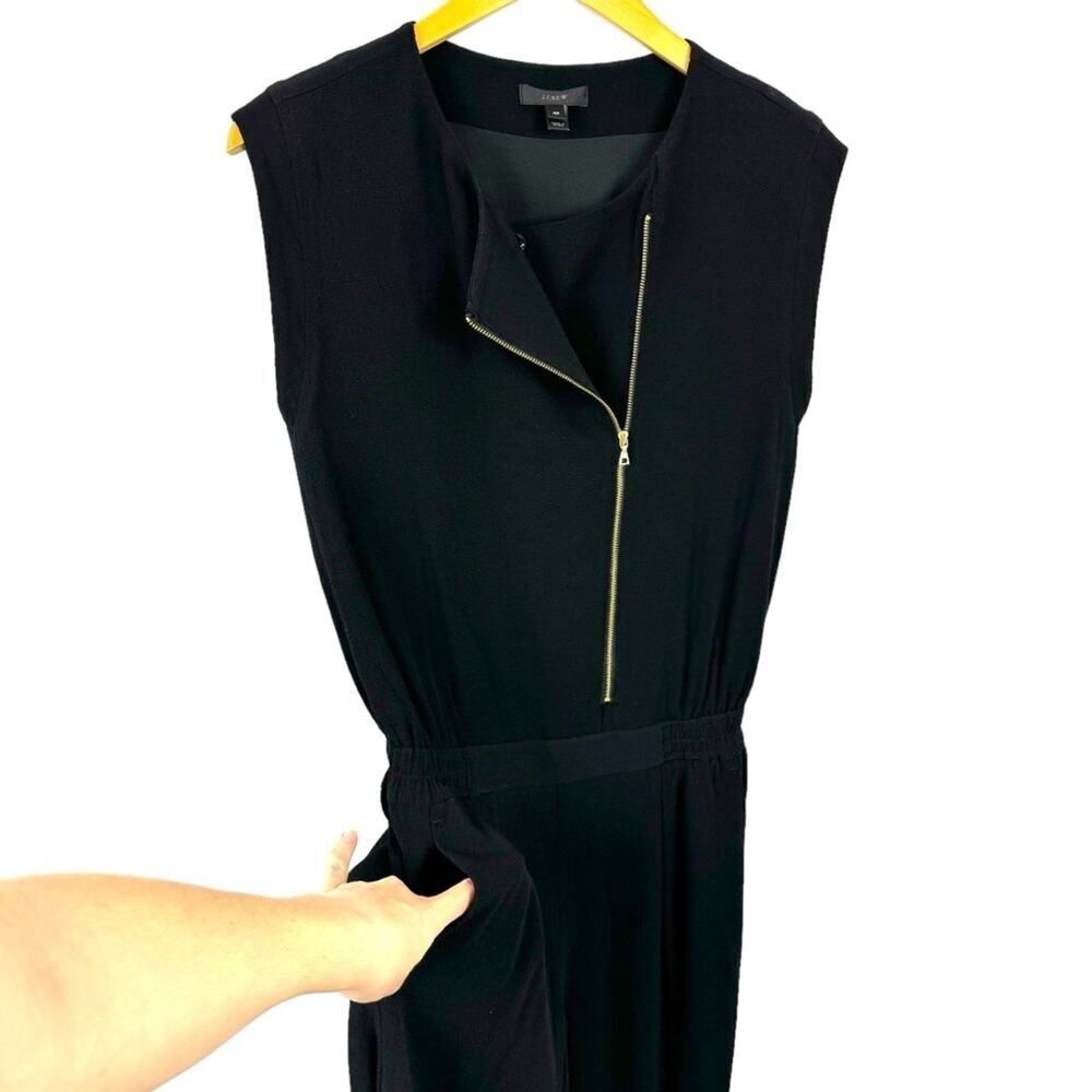 J. Crew Asymmetrical Zip Jumpsuit Black Jogger Ankle Elastic Waist Sleeveless 4P - Picture 7 of 16